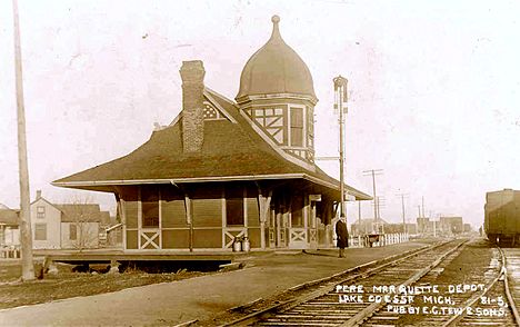 PM Lake Odessa MI depot and train